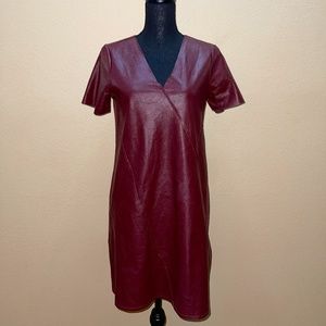 Zara Vegan Burgundy Shift Dress
